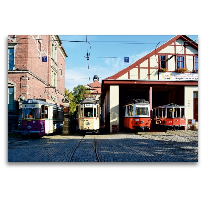 Ein Motiv aus dem Kalender Naumburgs historische Straßenbahn