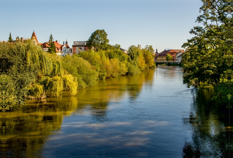 Das Flüsschen Regnitz in Bamberg.