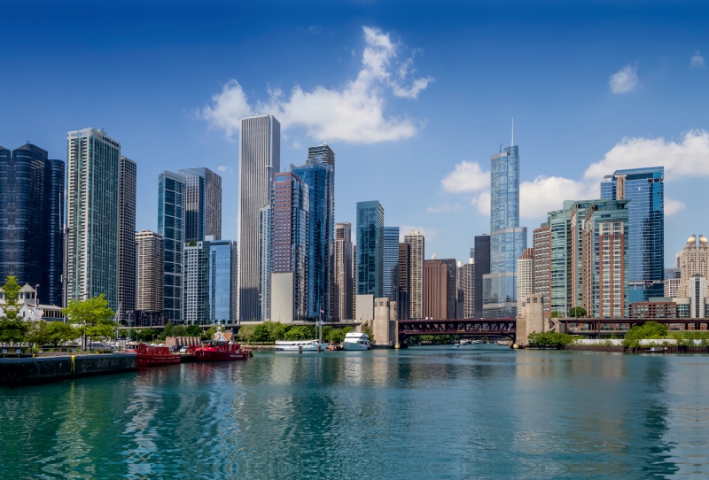 Chicago River und Skyline