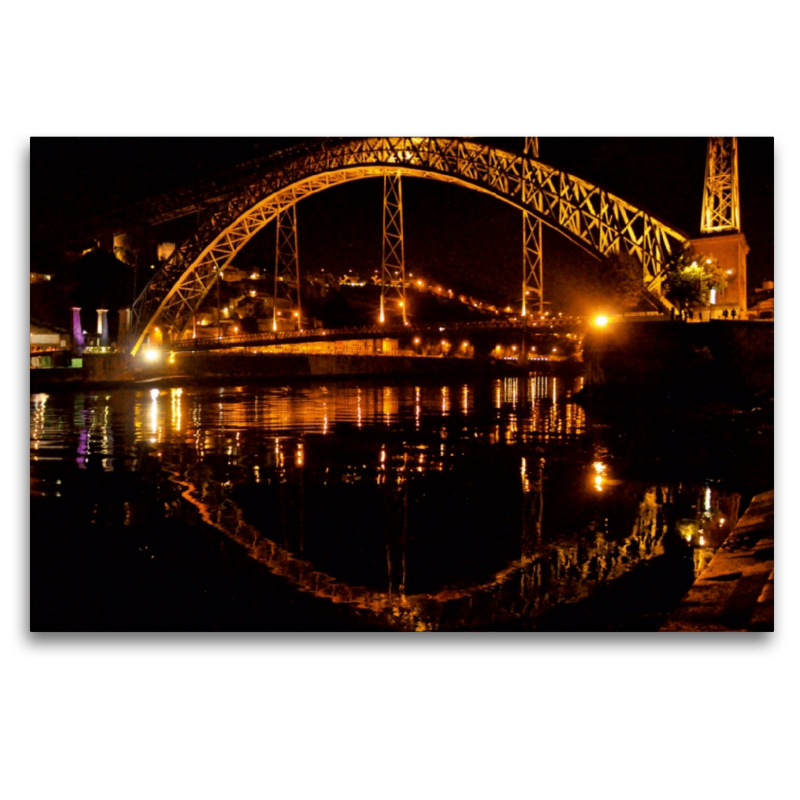 Porto bei Nacht, Fotografie von Nicola Furkert, auf Leinwand mit Keilrahmen