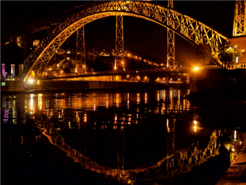 Porto bei Nacht, Fotografie von Nicola Furkert, auf Leinwand mit Keilrahmen