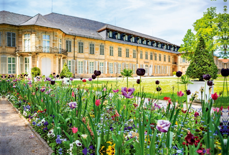 Blumen vor dem Neuen Schloss Bayreuth