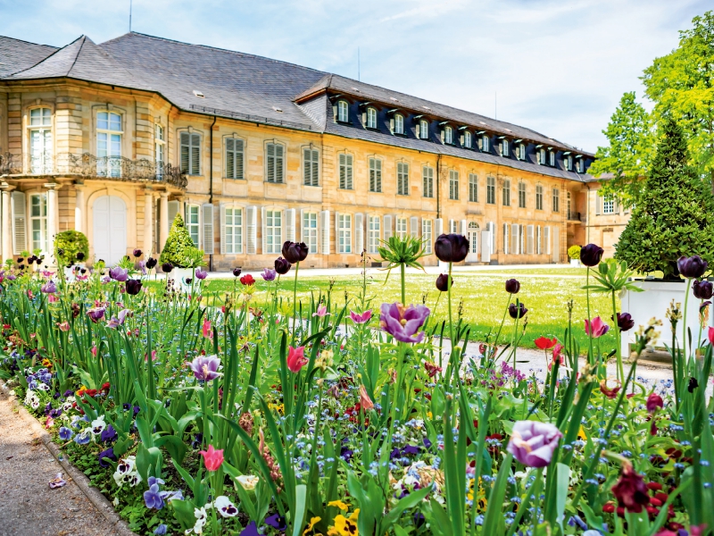 Blumen vor dem Neuen Schloss Bayreuth