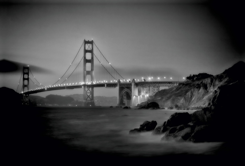 SAN FRANCISCO Baker Beach am Abend  Monochrom