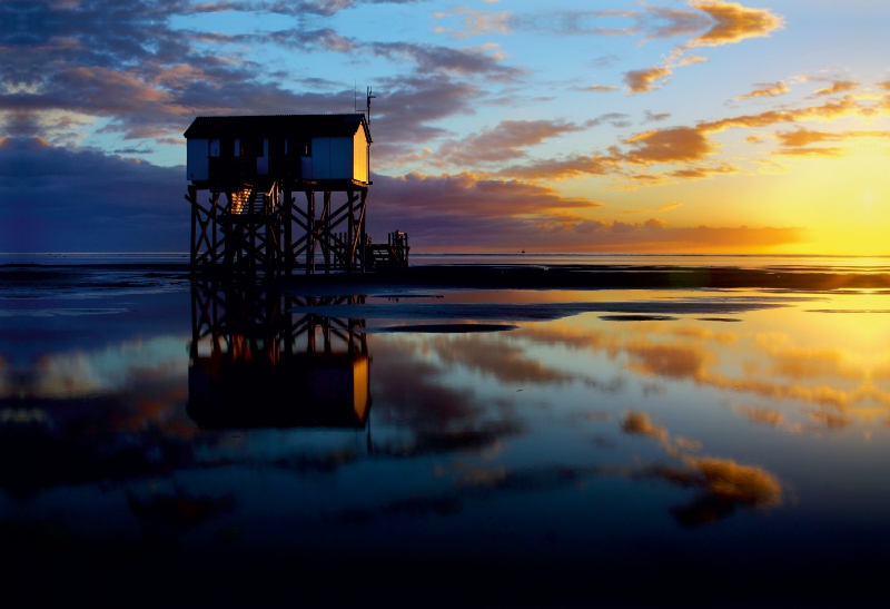 Pfahlbau im Watt von St. Peter-Ording