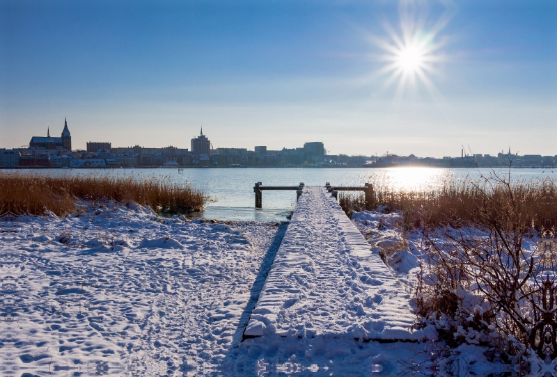 Winter an der Warnow in Rostock