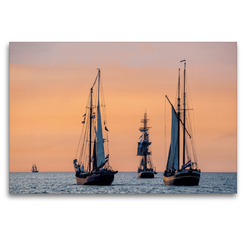 Windjammer auf der Ostsee im Abendlicht