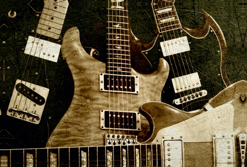 Gruppe von Gitarren im Vintage-Style