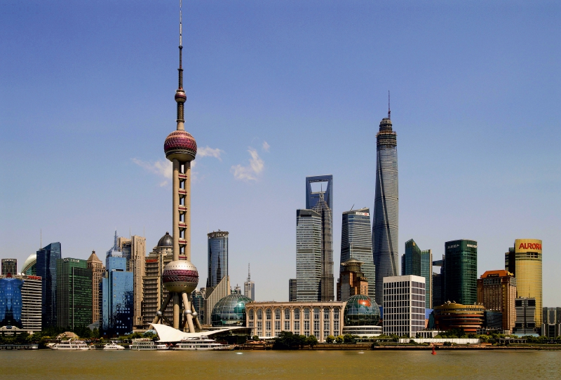 Skyline mit Shanghai Pearl Tower