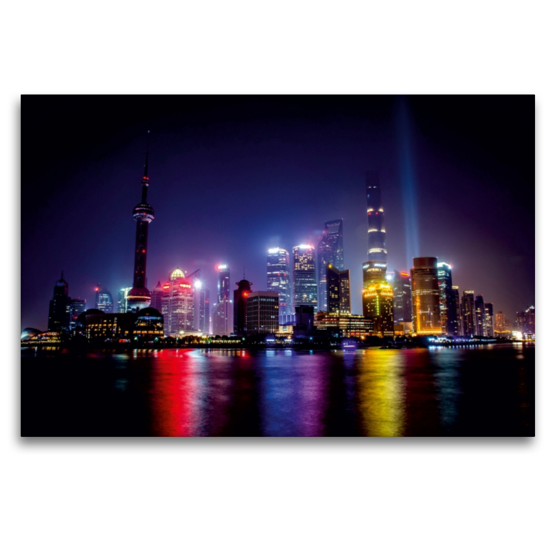 Fantastische Skyline mit Shanghai Pearl Tower bei Nacht