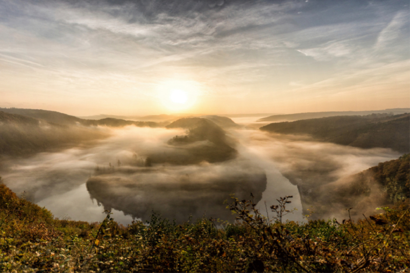 Sonnenaufgang an der Saarschleife