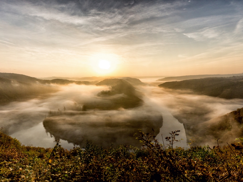 Sonnenaufgang an der Saarschleife