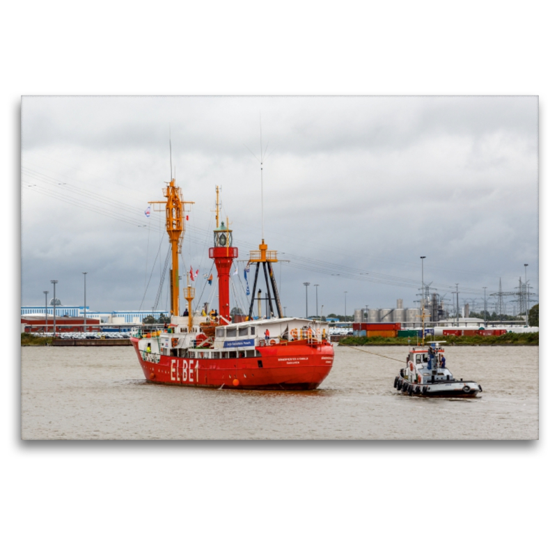 Das Feuerschiff Elbe 1 wird von einem Schlepper gesteuert