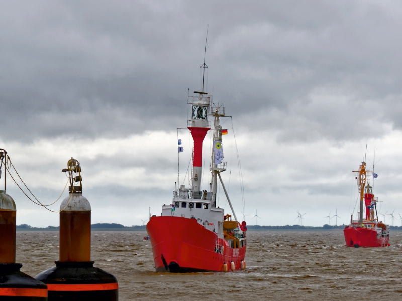 Feuerschiff Borkum Riff und Elbe 1 auf dem Dollart