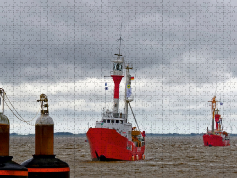 Feuerschiff Borkum Riff und Elbe 1 auf dem Dollart