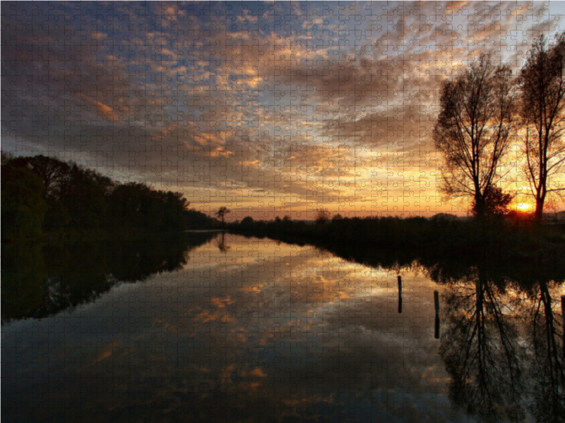 Sonnenuntergang bei Thierhaupten, Bayern