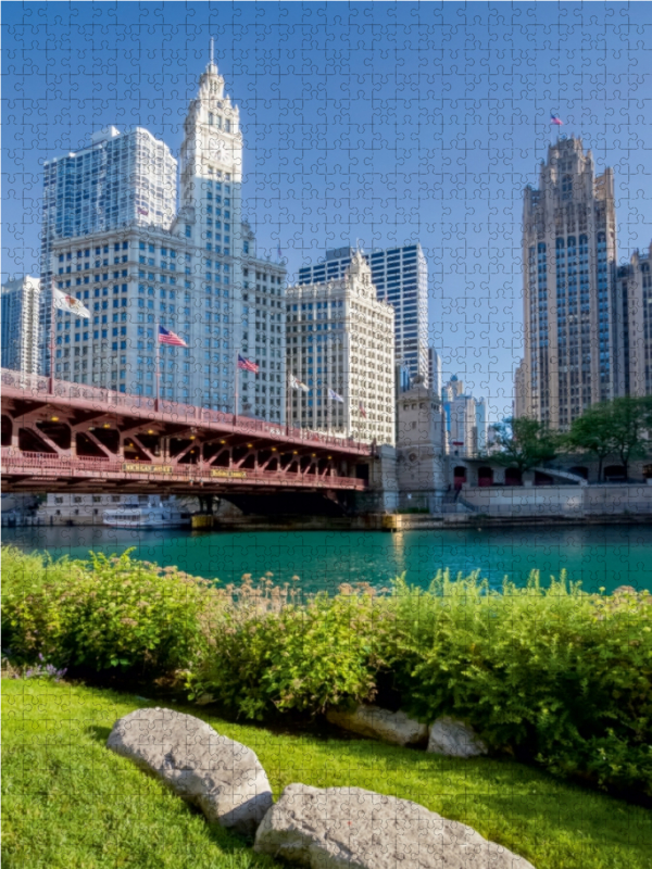 Chicago River und DuSable Bridge