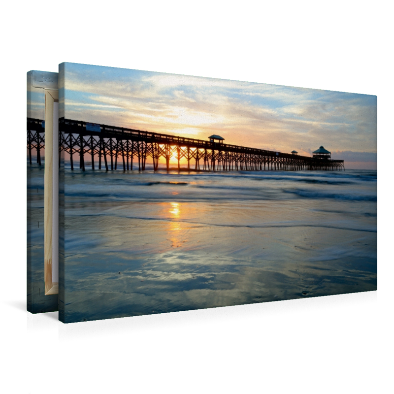 Folly Beach Pier bei Sonnenaufgang, Charleston, South Carolina, USA