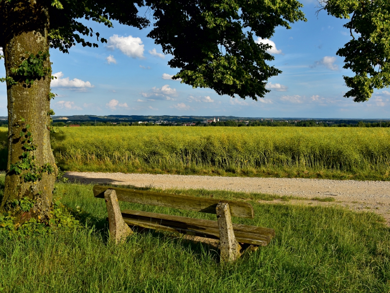 Bank mit Ausblick nach Moosburg