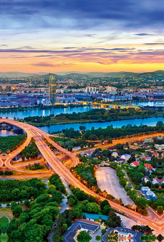 Die Stadt Wien an der schönen blauen Donau