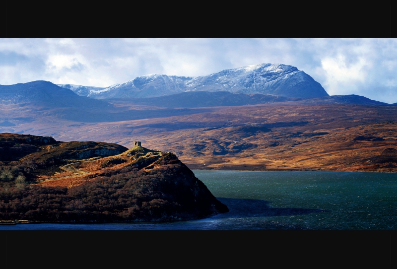 Panorama Castle Varrich, Kyle of Tongue, Sutherland, Schottland