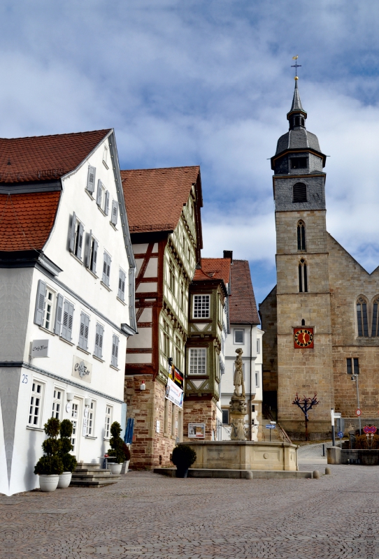 Böblingen, Stadtkirche. Fotografie auf Leinwand von Nicola Furkert