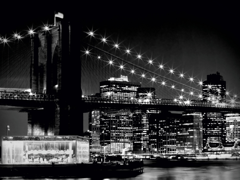 NYC Brooklyn Bridge und Manhattan Skyline