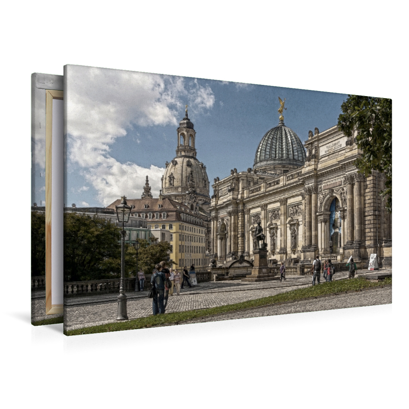 Blick zur Kunsthalle und Frauenkirche in Dresden