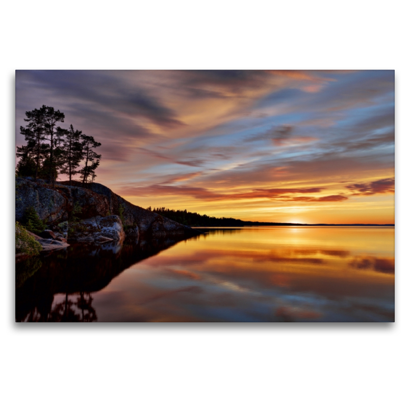 Abendstimmung in der Bucht Sieravuori des Sees Pyhäjärvi