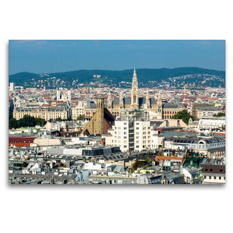 Blick vom Südturm des Stephansdom bis zum Rathaus in Wien