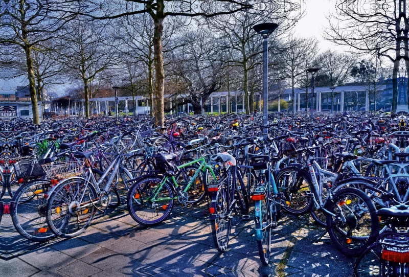 Fahrräder auf dem Bahnhofsvorplatz