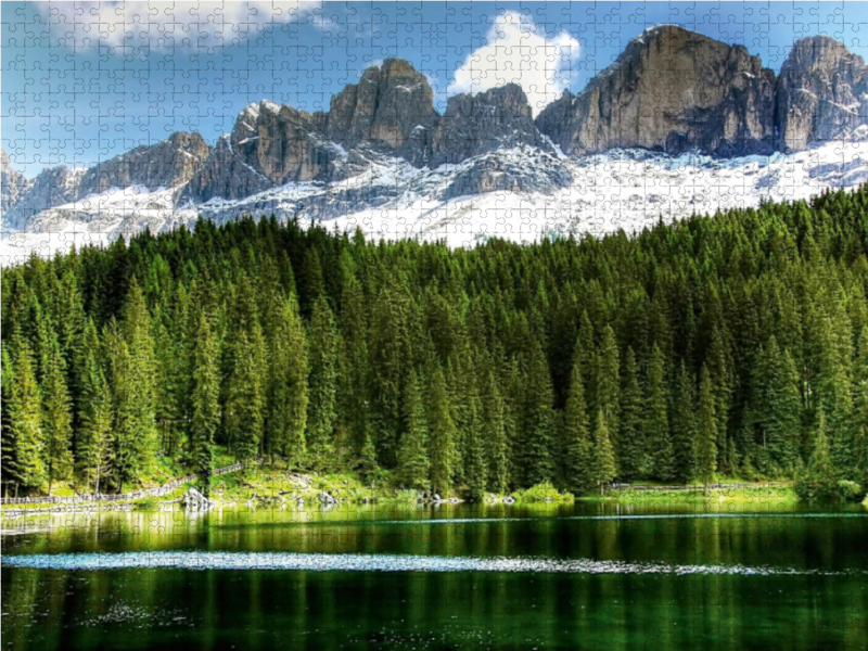 Karersee mit Rosengarten - erreichbar über Karerpass oder Bozen