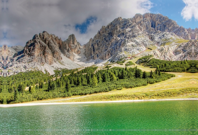 Almteich bei Cortina d Ampezzo mit Monte Cristallo