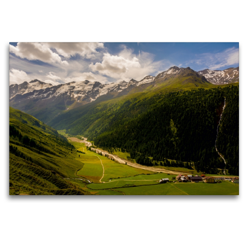 Talschluss Langtaufers mit Melag und dem Karlinbach vom Langtauferer Höhenweg aus gesehen