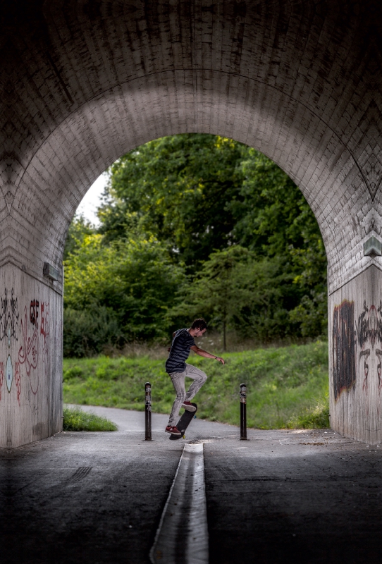 Skaten, im Tunnel