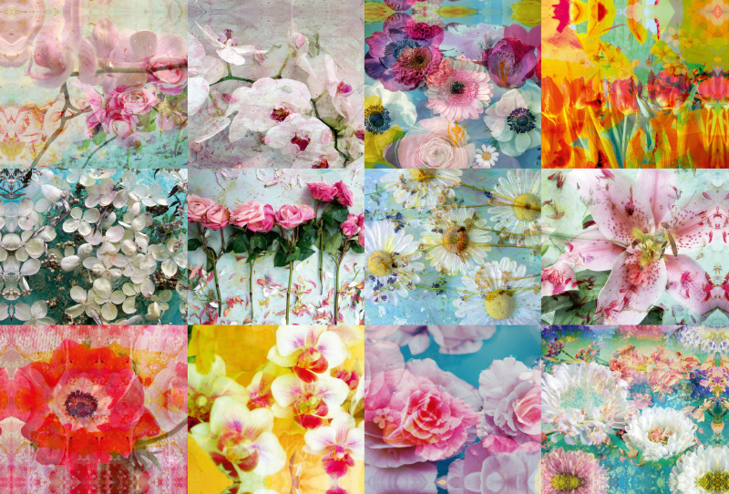 Verträumte Blumen-Collage