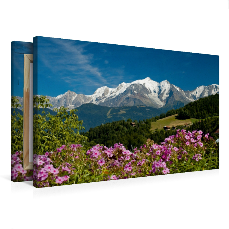 Blick vom Dorf Cordon auf das Mont-Blanc-Massiv