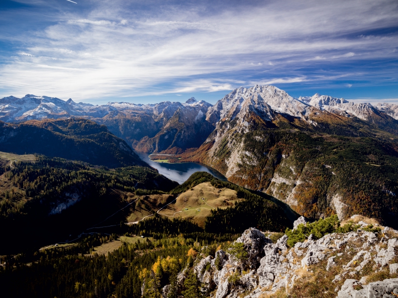 Blick vom Jenner auf Königssee und Watzmann im Berchtesgadener Land