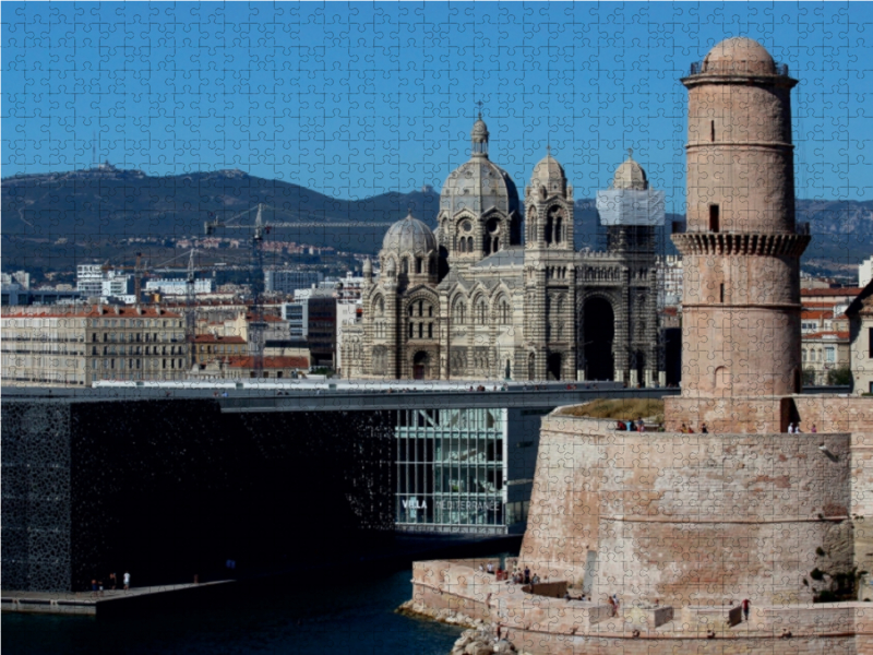 Das MuCEM, die Kathedrale de la Major und Fort Saint Jean in Marseille