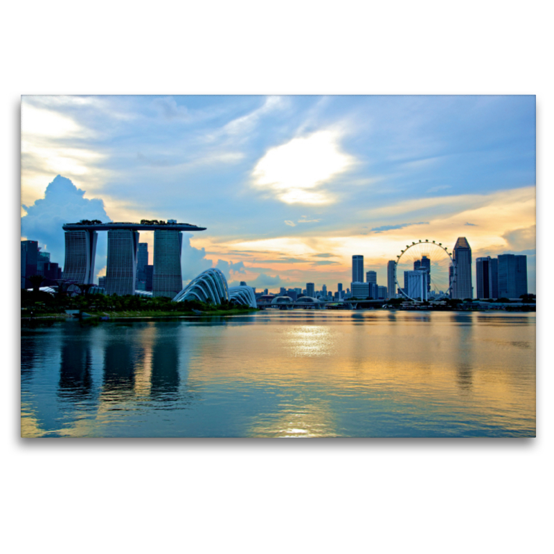 Singapore Skyline mit Sonnenuntergang