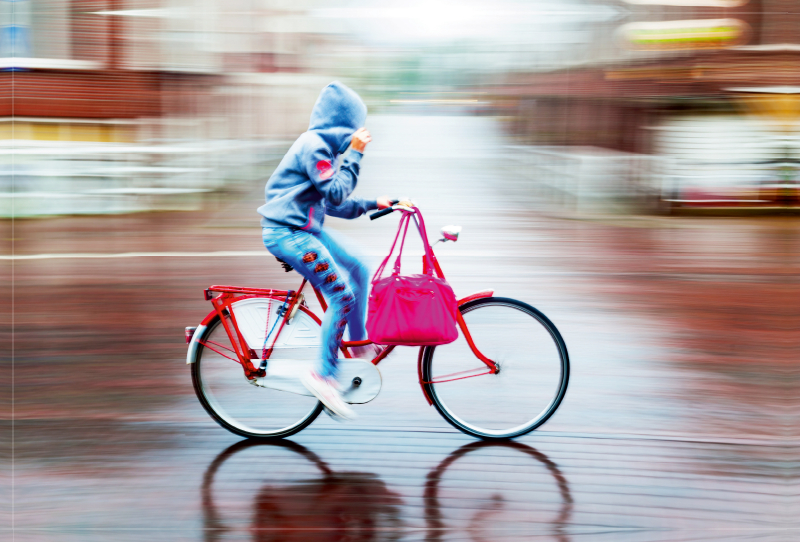 Radfahrer bei Regen