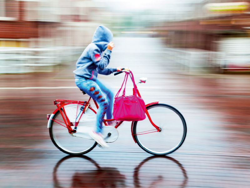 Radfahrer bei Regen