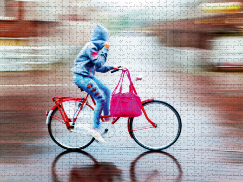 Radfahrer bei Regen