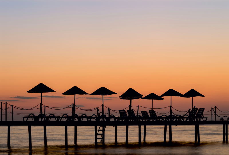 Sonnenuntergang am Badestrand