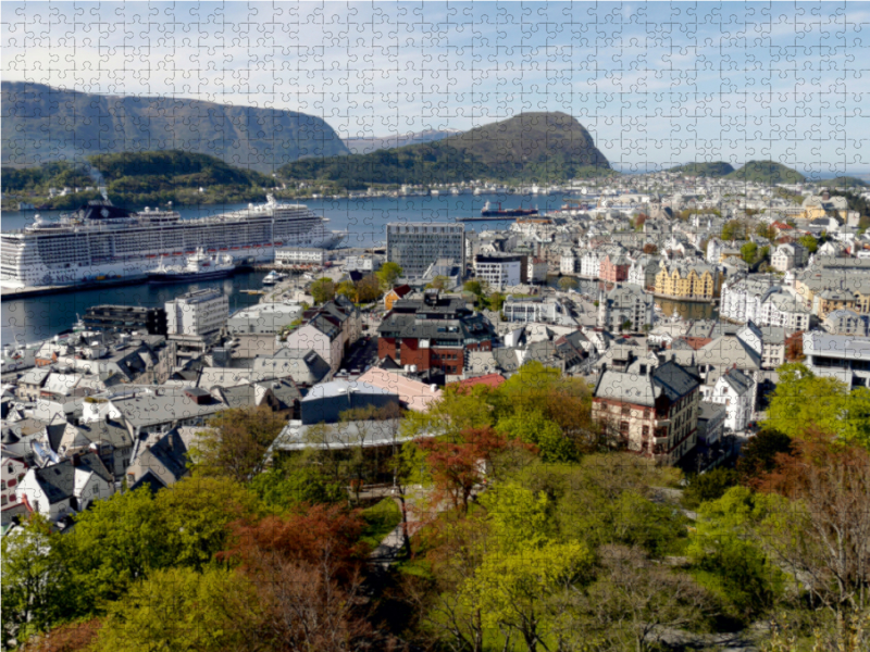 Stadtberg Aksla, Aussichtspunkt in Alesund, mit Blick auf die Stadt