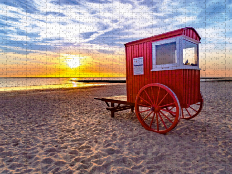 Badewagen im Sonnenuntergang