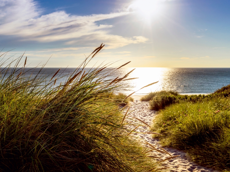 Strandzugang zur Nordsee am Weststrand von Sylt