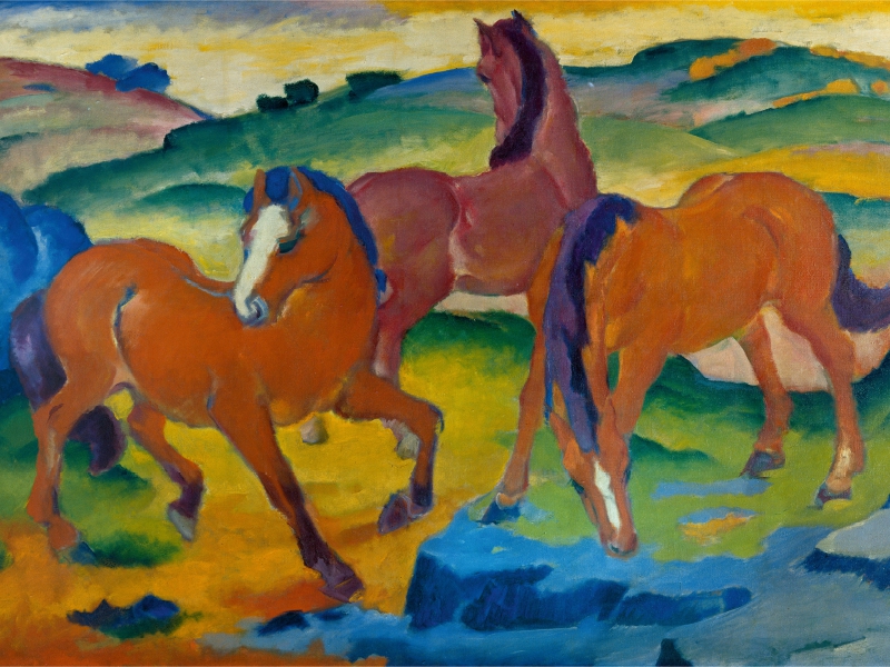 Franz Marc. Die roten Pferde (Weidende Pferde IV.), 1911