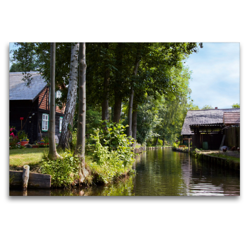 Häuser an einem Fließ im Spreewald