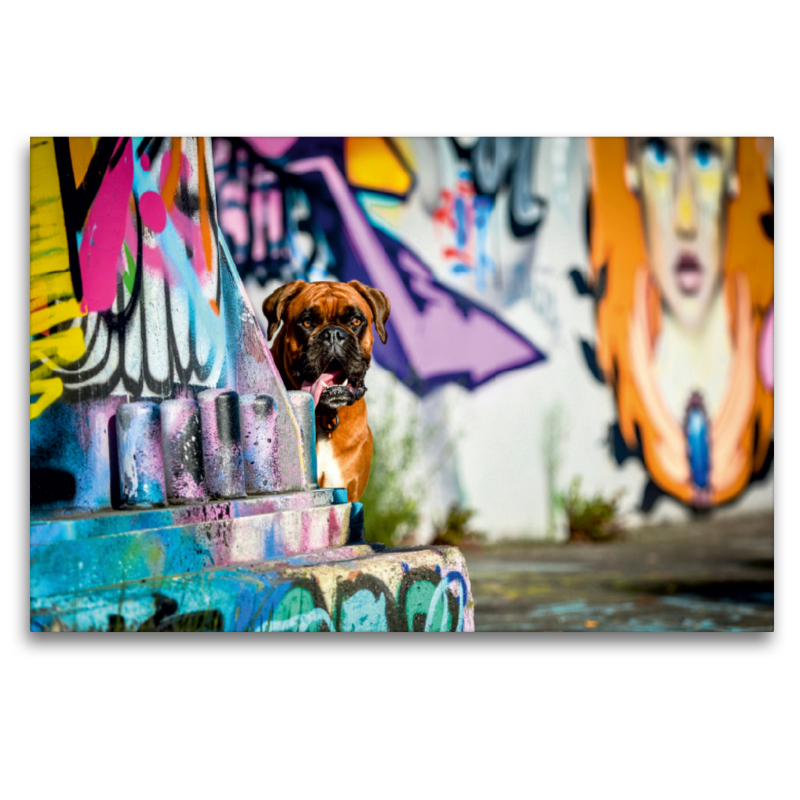 Boxer an einer Graffitywand